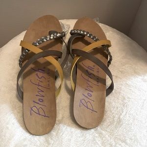 Blowfish Yellow and Gray Sandals